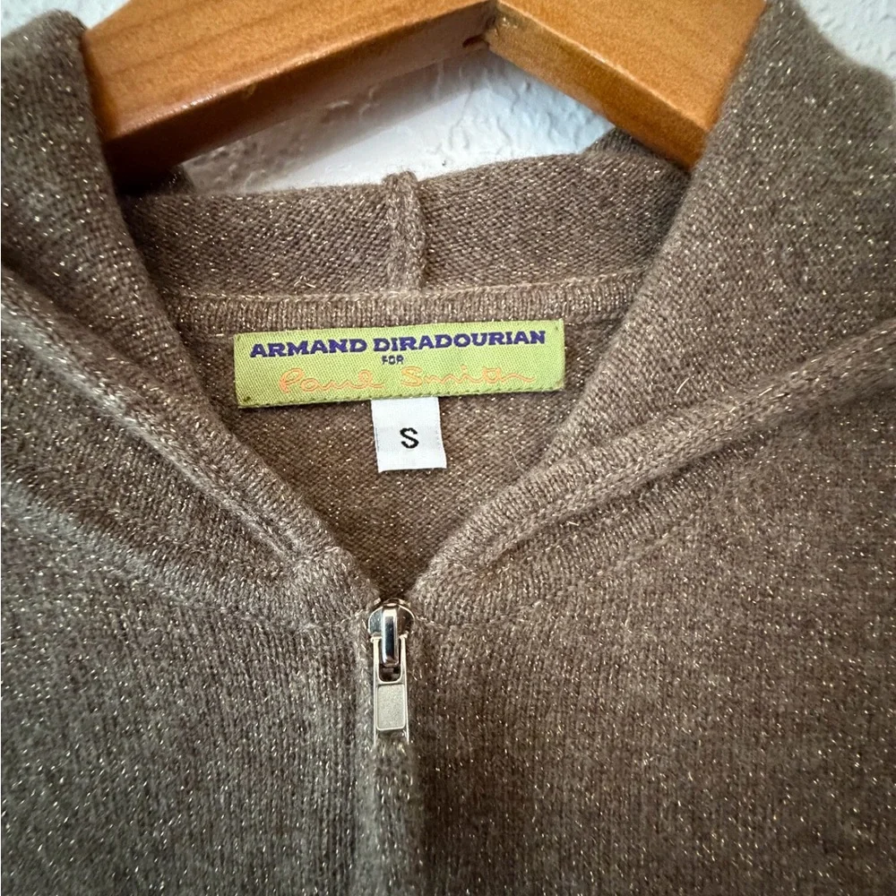 Armand Diradourian Tan Zip-Up Sweater - Picture 2 of 4